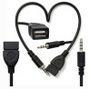 Adapter AUX mini jack 3.5mm na USB - kabel audio z przejściówką 15cm czarny