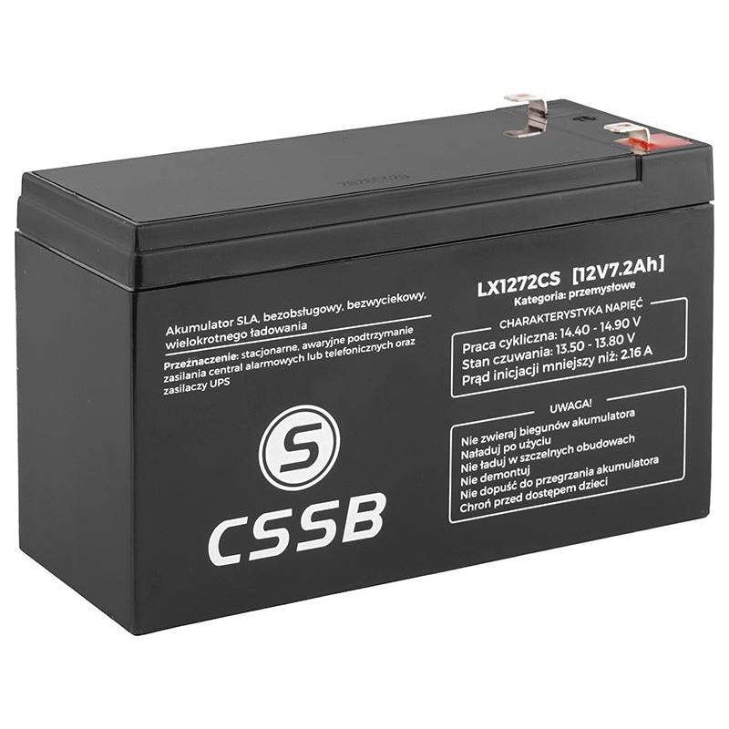 Akumulator bezobsługowy AGM SLA 12V 7.2Ah BRM do UPS i systemów alarmowych