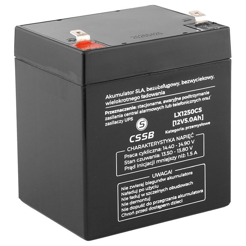 Akumulator AGM SLA 12V 5.0Ah ADM do UPS i alarmów
