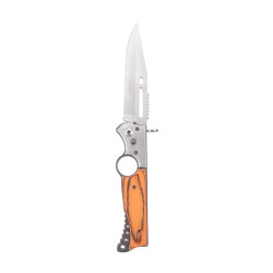 Nóż sprężynowy z drewnianą rączką 24,5cm + etui