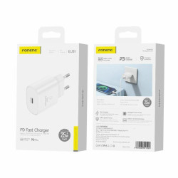 Ładowarka sieciowa USB Typ C USB-C PD Power Delivery 25W EU51 GaN biała