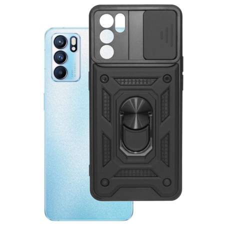 Etui Pancerne CAMSHIELD Ring na telefon OPPO Reno 6 5G CPH2251 czarne