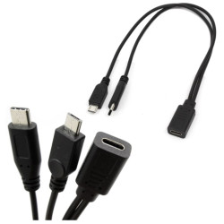Adapter USB-C podwójny typ C micro USB 30cm czarny