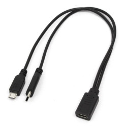 Adapter USB-C podwójny typ C micro USB 30cm czarny