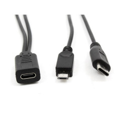 Adapter USB-C podwójny typ C micro USB 30cm czarny