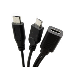 Adapter USB-C podwójny typ C micro USB 30cm czarny