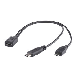 Adapter USB-C podwójny typ C micro USB 30cm czarny