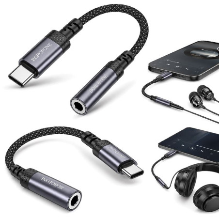Adapter USB-C na jack 3,5 mm z DAC, szary