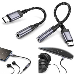 Adapter USB-C na jack 3,5 mm z DAC, szary