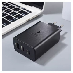 Ładowarka sieciowa PD Power Delivery USB TYP C USB-C x 2 + USB A USB-A QC SZYBKIE ŁADOWANIE 65W do telefonu / tabletu czarna