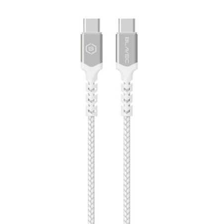 Kabel PD Power Delivery USB-C - USB-C BLAVEC RAPTOR 60W 3A 25cm krótki przewód do powerbanka biało-srebrne