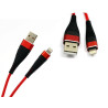 Kabel USB - LIGHTNING 2m czerwony przewód wspierający szybkie ładowanie - nylon HQ