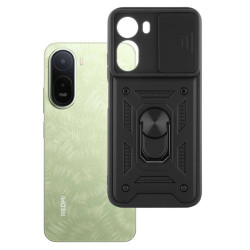 Etui Pancerne CAMSHIELD Ring na telefon Xiaomi Redmi A7 Pro 25128RN17A / POCO C81 Pro 25128PC17G czarne