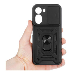 Etui Pancerne CAMSHIELD Ring na telefon Xiaomi Redmi A7 Pro 25128RN17A / POCO C81 Pro 25128PC17G czarne