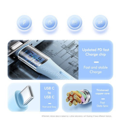 Kabel PD Power Delivery USB-C - USB-C 60W 3A 1m przewód wspierający szybkie ładowanie czarny