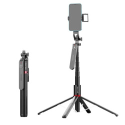 Uchwyt SELFIE STICK TRIPOD aluminiowy z lampą i pilotem na telefon smartfon kamerę sportową wysoki długość 33,5-220cm czarny P08