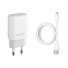 Ładowarka sieciowa USB-A 2.4A z kablem micro USB 12W biała