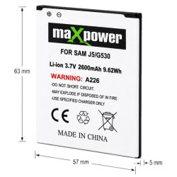 Bateria MAXPOWER do Samsung Galaxy J3 2016 J5 2600 mAh