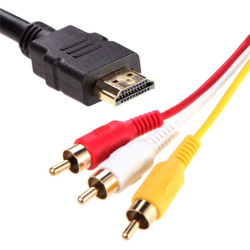 Kabel HDMI - 3 RCA cinch chinch czincz Full HD 4K 8K 3D 1080p HIGH SPEED przewód 1,5m czarny
