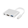 HUB USB-C 3w1 HDMI 4K + USB-A - Adapter rozgałęźnik biały