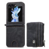 Etui Leather Case Zipper na telefon Samsung Galaxy Z Flip 7 FE 5G F761 / Flip 6 5G F741 / Flip 5 5G F731 czarne