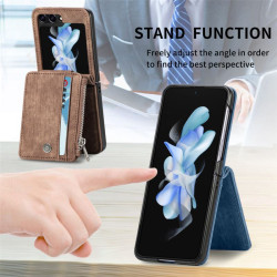 Etui Leather Case Zipper na telefon Samsung Galaxy Z Flip 7 FE 5G F761 / Flip 6 5G F741 / Flip 5 5G F731 czarne