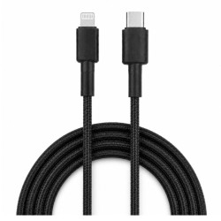 Kabel PD USB-C / Lightning Apple iPhone Nylon 1m czarny przewód wspierający szybkie ładowanie