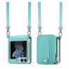 Etui Leather Case Zipper na telefon Samsung Galaxy Z Flip 6 5G F741 / Galaxy Z Flip 7 FE 5G F761 zielone