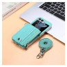 Etui Leather Case Zipper na telefon Samsung Galaxy Z Flip 6 5G F741 / Galaxy Z Flip 7 FE 5G F761 zielone