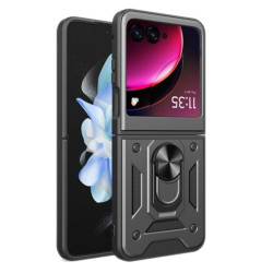 Etui Pancerne CAMSHIELD Ring na telefon motorola razr 50 5G XT2453 / razr 60 5G XT2553 czarne