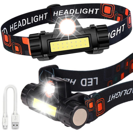 Latarka czołowa LED + COB 4w1 z magnesem