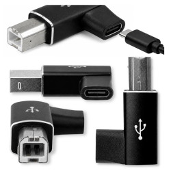 Adapter USB-C do USB-B kątowy do drukarki czarny