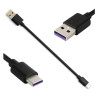 Krótki kabel USB do USB-C 5A QC 3.0 30cm czarny