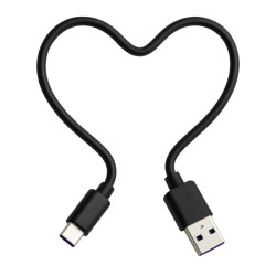 Krótki kabel USB do USB-C 5A QC 3.0 30cm czarny