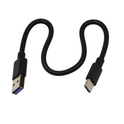 Krótki kabel USB do USB-C 5A QC 3.0 30cm czarny