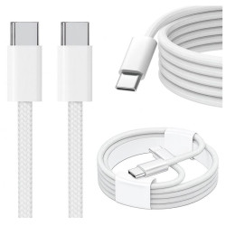 Kabel USB-C do USB-C PD 60W 2m biały oplot nylonowy