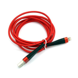 Kabel USB - LIGHTNING 2m czerwony przewód wspierający szybkie ładowanie - nylon HQ