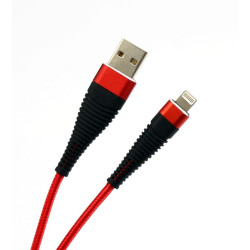 Kabel USB - LIGHTNING 2m czerwony przewód wspierający szybkie ładowanie - nylon HQ
