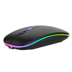 Myszka bezprzewodowa do laptopa komputera z podświetleniem LED RGB czarna