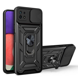 Etui pancerne CamShield Ring na telefon Samsung Galaxy A22 5G czarne