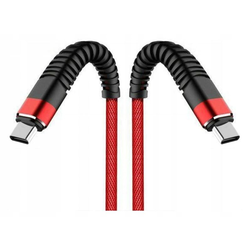 Kabel PD USB-C 2m przewód wspierający szybkie ładowanie czerwony 60W Nylon HQ
