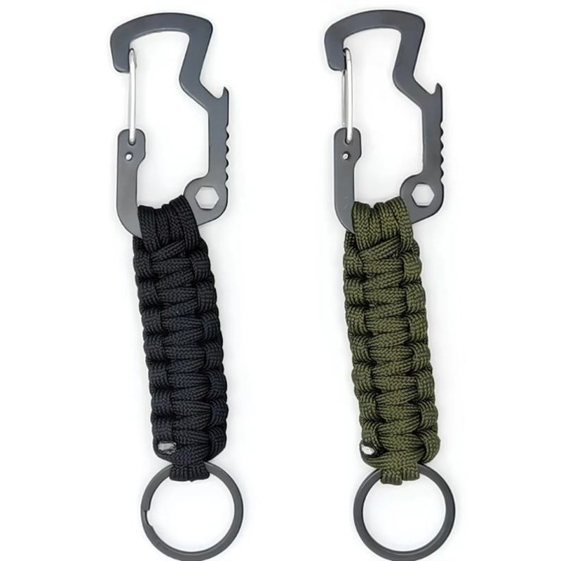 Uchwyt / karabińczyk taktyczny z linką paracord cz