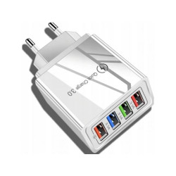 Ładowarka sieciowa USB A x4 QC 3.0 biała