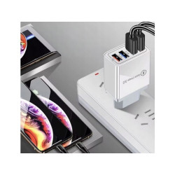 Ładowarka sieciowa USB A x4 QC 3.0 biała