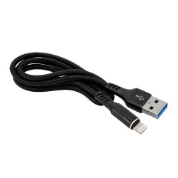Kabel USB LIGHTNING do telefonu Apple iPhone 13 12 11 XR Xs 8 7 6 5 iPad AIR 4 3 Pro 2017 Mini 5 4 3 1m przewód czarny nylon HQ