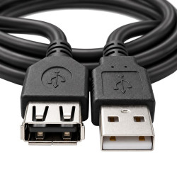 Przedłużacz USB-A 2.0 3m czarny - kabel wtyk-gniazdo