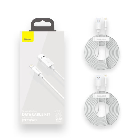 Kabel USB - iPhone Lightning Baseus Wisdom przewód 1,5m wspierający szybkie ładowanie zestaw 2szt