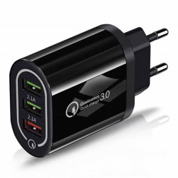 Ładowarka sieciowa QC 3.0 3 x USB czarna