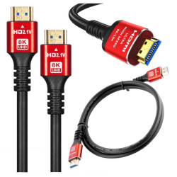 Kabel HDMI 2.1 8K UHD 48 Gbps złote wtyki 1m czarny