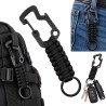 Karabińczyk taktyczny z linką paracord brelok 16 cm czarny